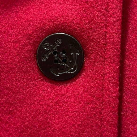 Marvin Richards Peacoat Petite Coat Jacket Wool Red Black Buttons Never Worn - Picture 3 of 7
